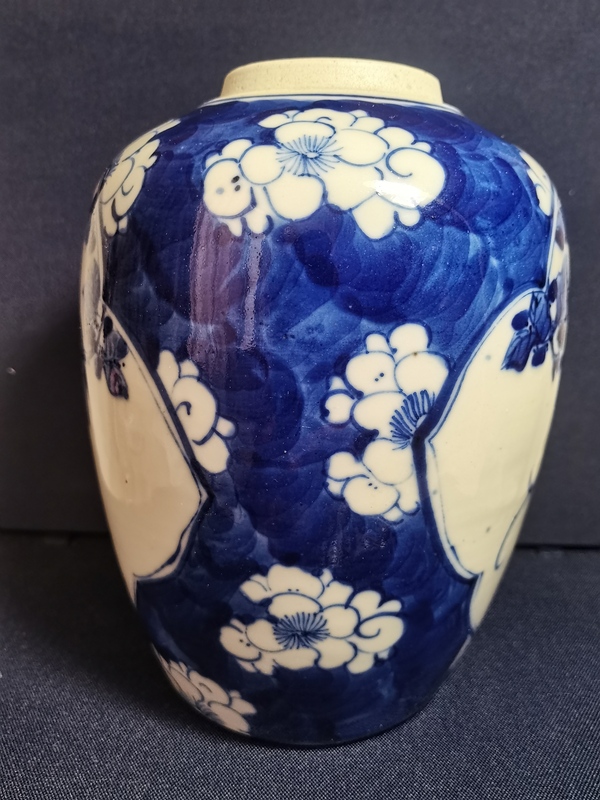 古玩陶瓷青花留白梅紋開光花鳥紋罐拍賣，當(dāng)前價格2580元