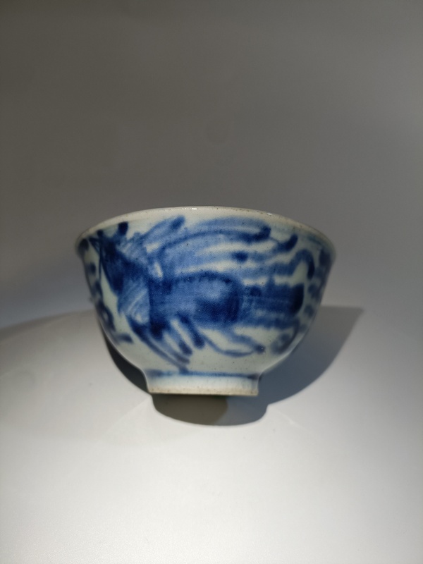 古玩陶瓷康熙青花鳳紋茶碗拍賣，當(dāng)前價(jià)格3888元