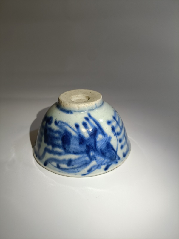 古玩陶瓷康熙青花鳳紋茶碗拍賣，當(dāng)前價(jià)格3888元