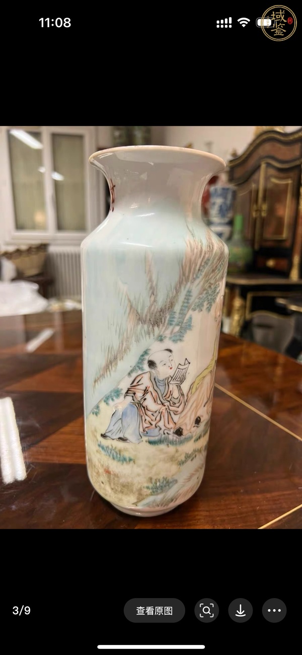 古玩陶瓷淺降人物瓶真品鑒賞圖