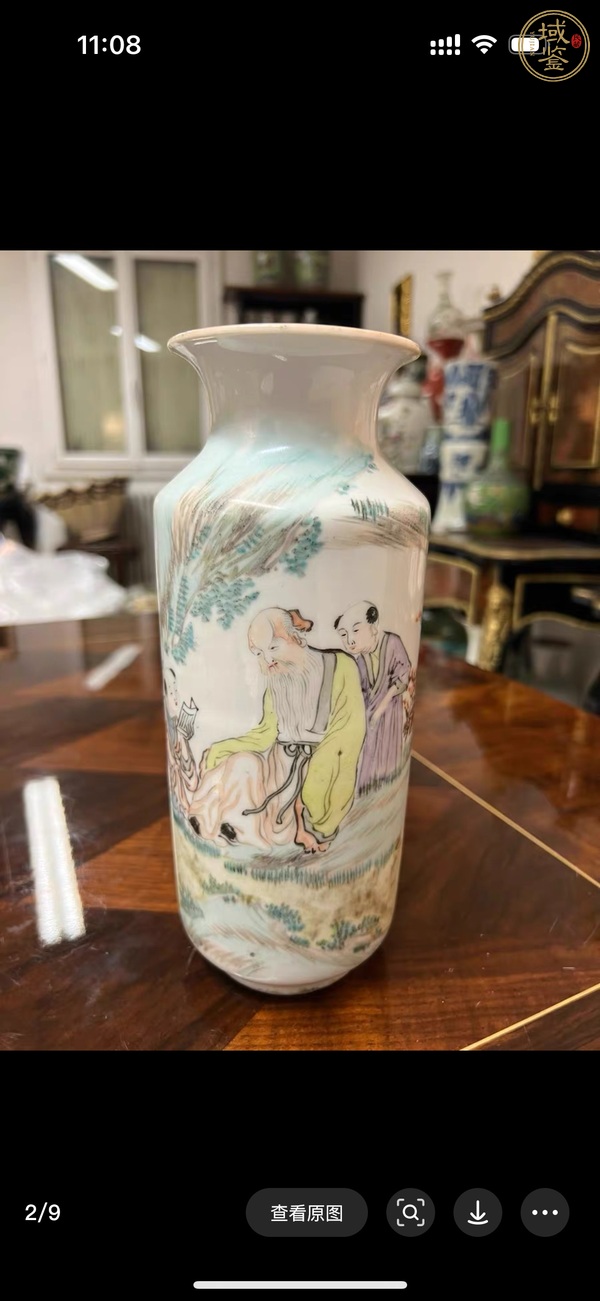 古玩陶瓷淺降人物瓶真品鑒賞圖