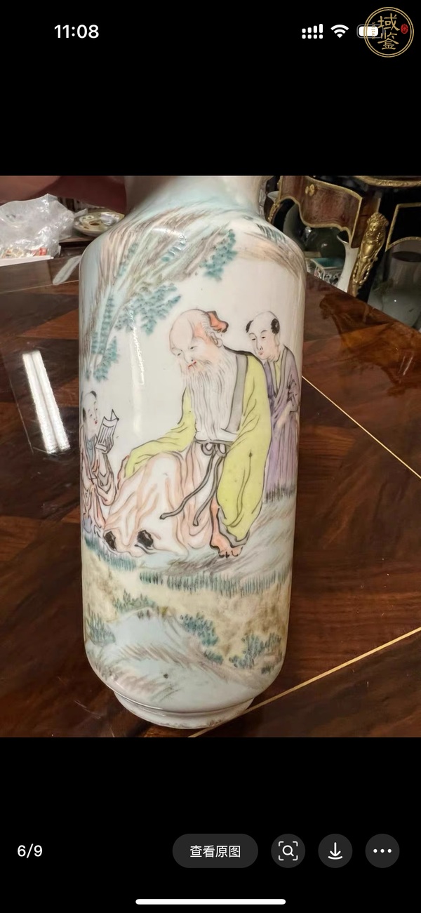 古玩陶瓷淺降人物瓶真品鑒賞圖