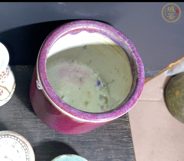 古玩陶瓷窯變紅釉香爐真品鑒賞圖