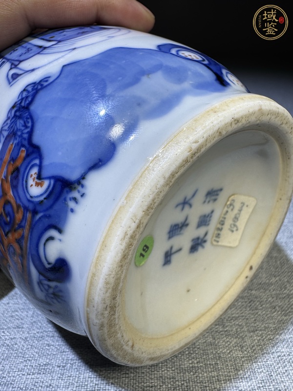 古玩陶瓷青花人物加彩筒瓶真品鑒賞圖