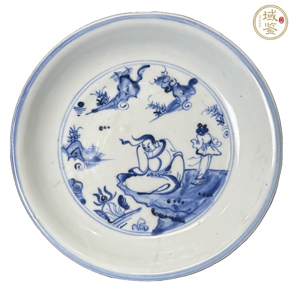 古玩陶瓷青花人物紋盤真品鑒賞圖