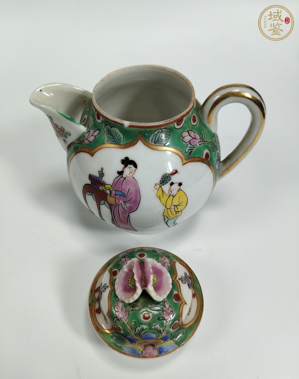 古玩陶瓷粉彩人物紋茶壺真品鑒賞圖