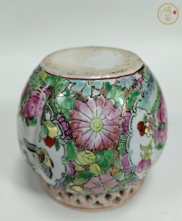 古玩陶瓷廣彩花鳥紋花囊真品鑒賞圖