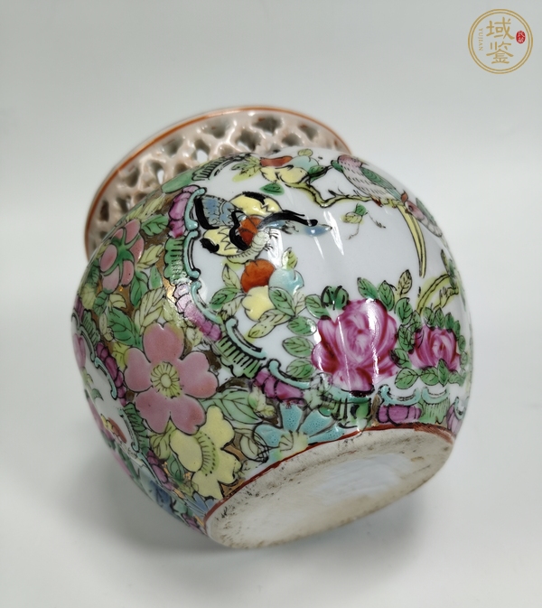 古玩陶瓷廣彩花鳥紋花囊真品鑒賞圖