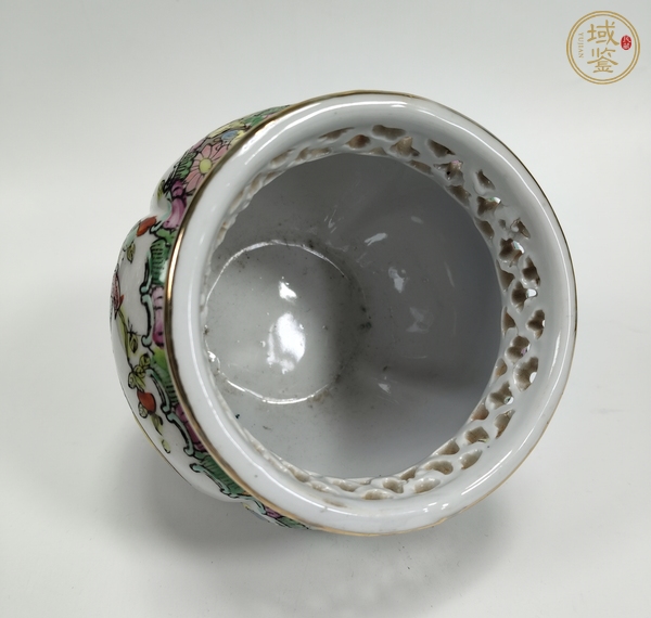 古玩陶瓷廣彩花鳥紋花囊真品鑒賞圖