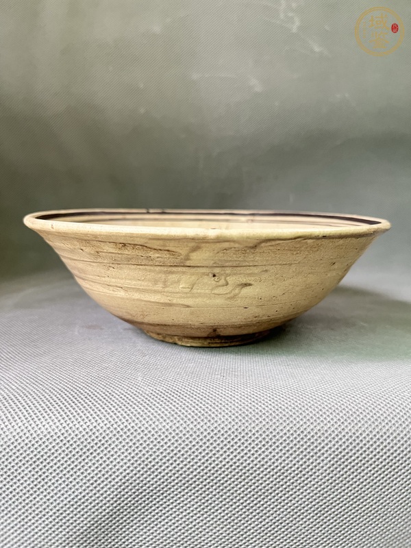 古玩陶瓷磁州窯白地黑彩茶碗真品鑒賞圖
