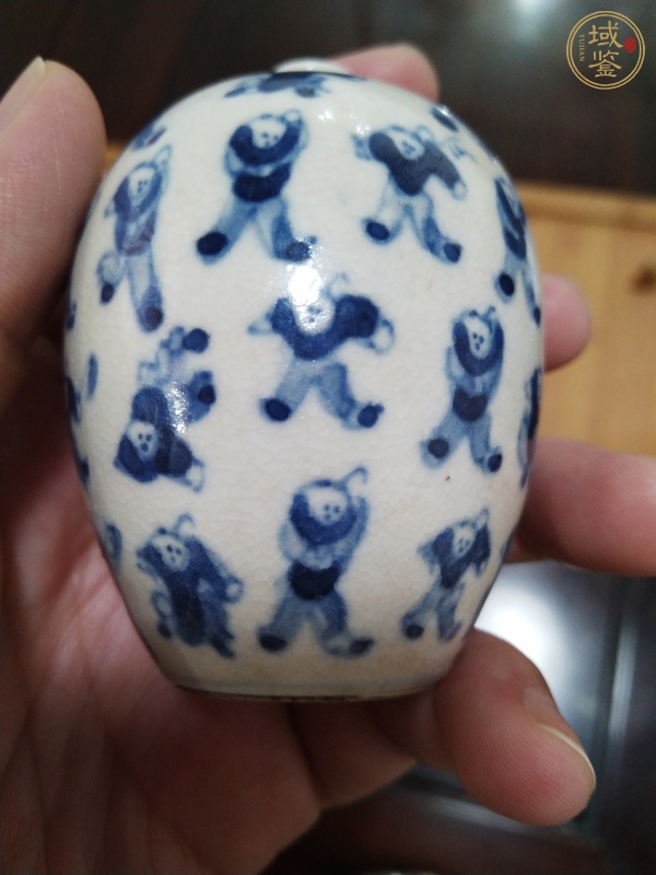 古玩陶瓷百子圖煨瓷罐真品鑒賞圖