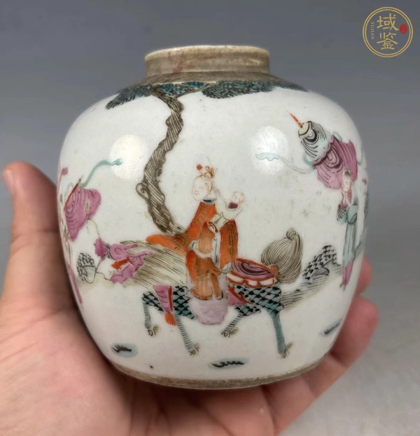 古玩陶瓷粉彩人物故事罐真品鑒賞圖