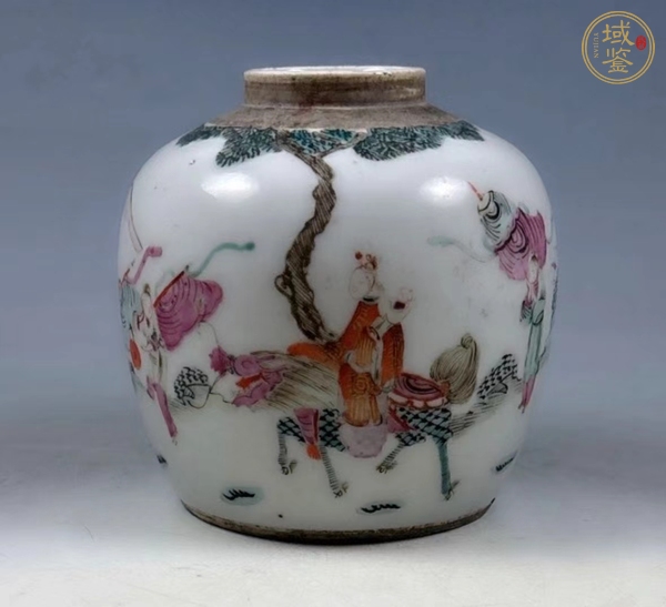 古玩陶瓷粉彩人物故事罐真品鑒賞圖