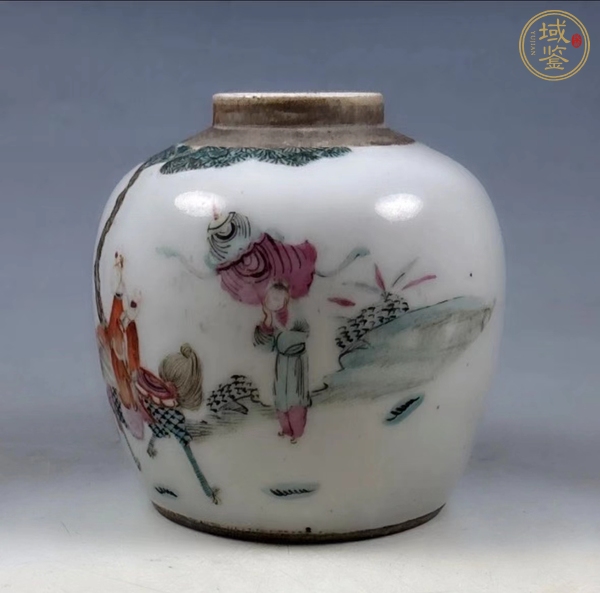 古玩陶瓷粉彩人物故事罐真品鑒賞圖