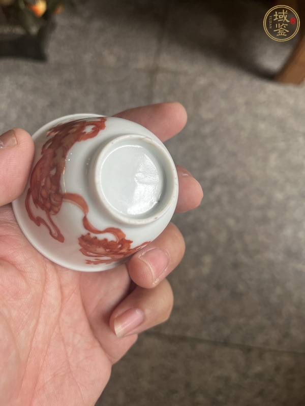 古玩陶瓷礬紅獅紋杯真品鑒賞圖