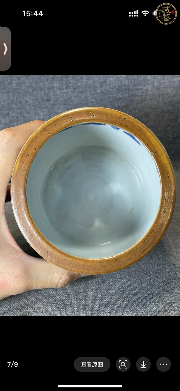 古玩陶瓷青花山水人物紋筆筒真品鑒賞圖