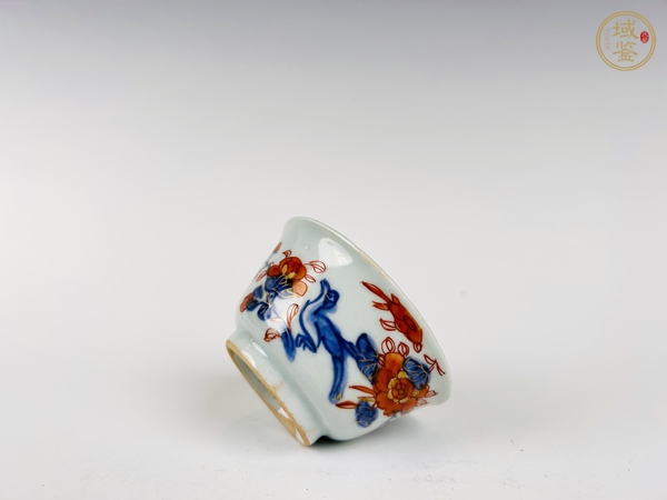 古玩陶瓷清康熙·青花礬紅花鳥杯碟真品鑒賞圖