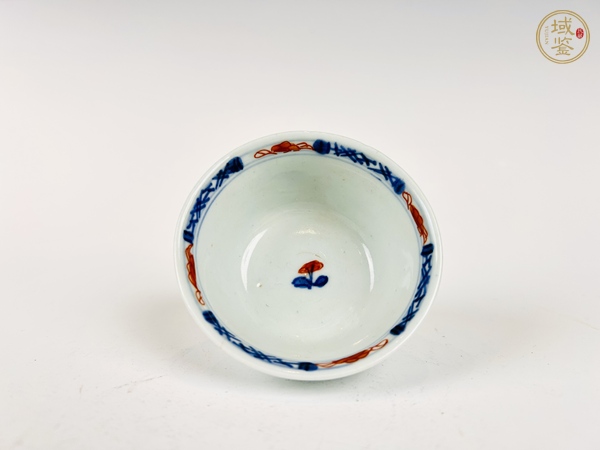 古玩清康熙·青花礬紅花鳥杯碟真品鑒賞圖