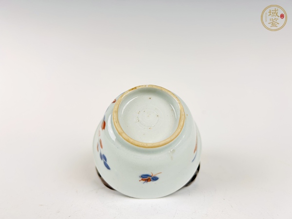 古玩陶瓷清康熙·青花礬紅花鳥杯碟真品鑒賞圖