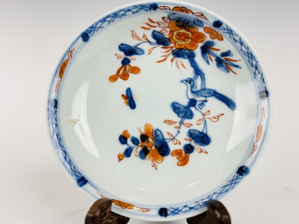 古玩陶瓷清康熙·青花礬紅花鳥杯碟拍賣，當(dāng)前價格0元