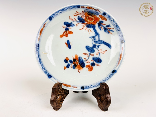 古玩陶瓷清康熙·青花礬紅花鳥杯碟真品鑒賞圖
