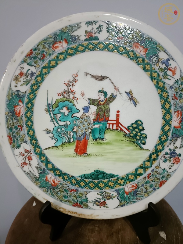 古玩人物紋五彩瓷板畫真品鑒賞圖