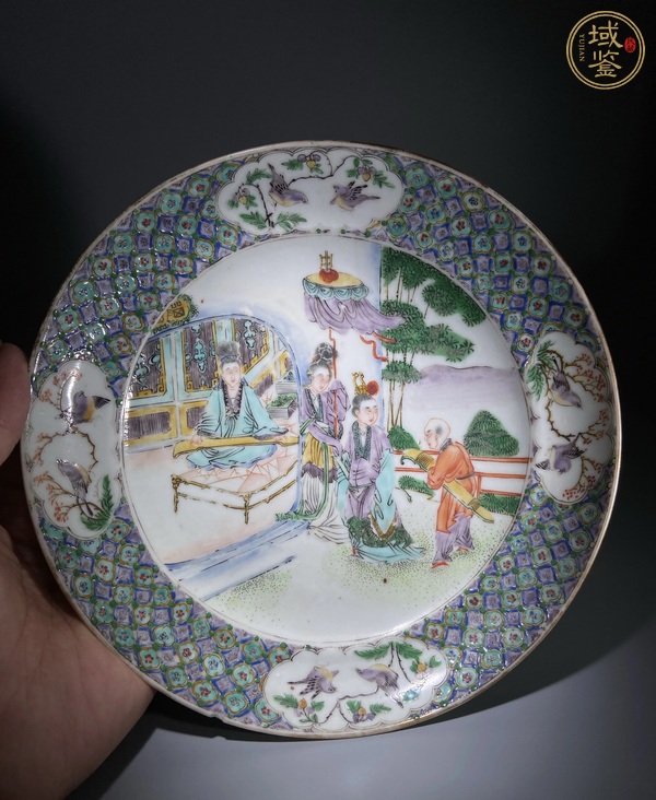 古玩陶瓷咸豐五彩人物故事紋盤真品鑒賞圖