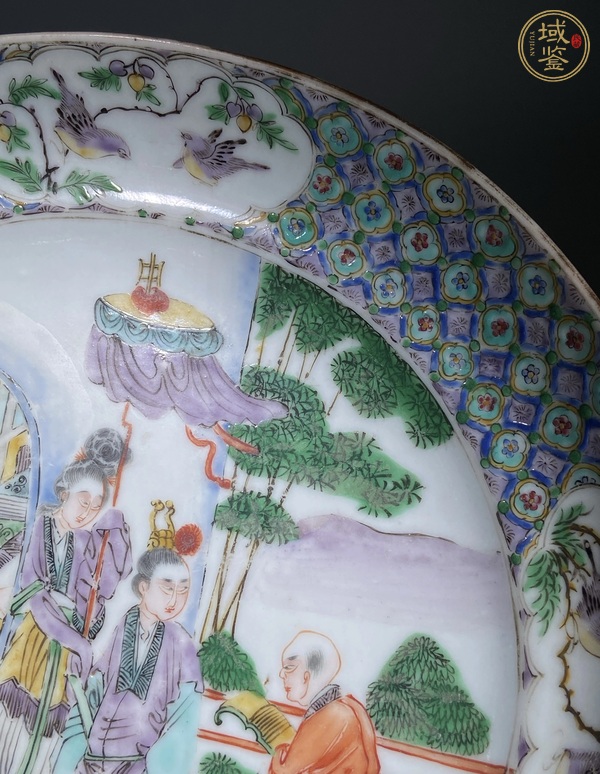 古玩陶瓷咸豐五彩人物故事紋盤真品鑒賞圖