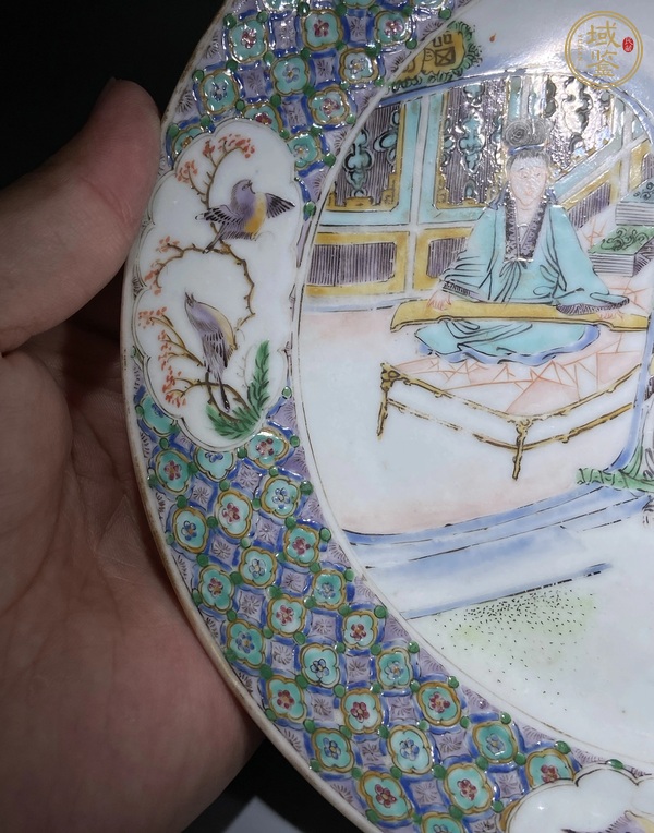 古玩陶瓷咸豐五彩人物故事紋盤真品鑒賞圖