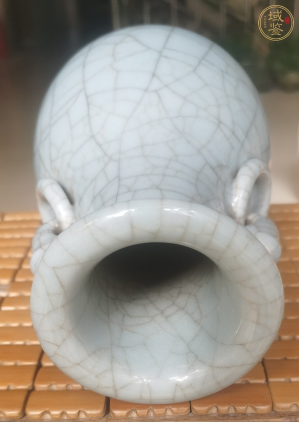 古玩陶瓷清晚·仿官釉雙耳瓶 真品鑒賞圖