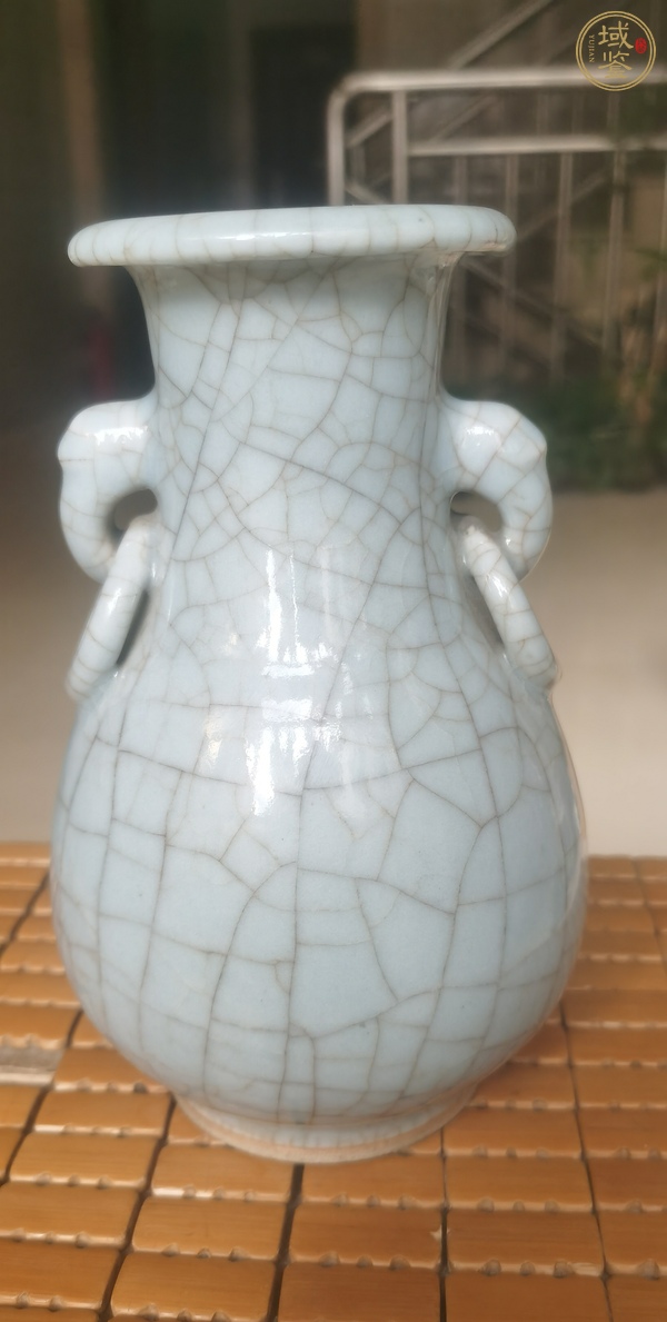 古玩陶瓷清晚·仿官釉雙耳瓶 真品鑒賞圖