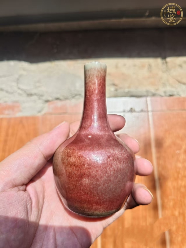 古玩陶瓷豇豆紅釉小天球瓶真品鑒賞圖