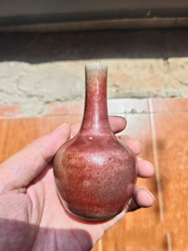 古玩陶瓷豇豆紅釉小天球瓶拍賣,當前價格4800元
