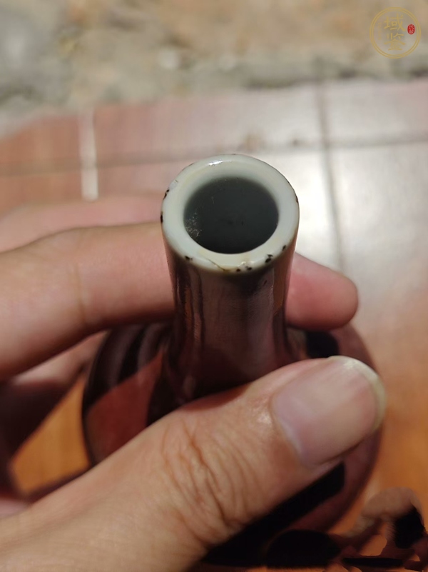 古玩陶瓷豇豆紅釉小天球瓶真品鑒賞圖