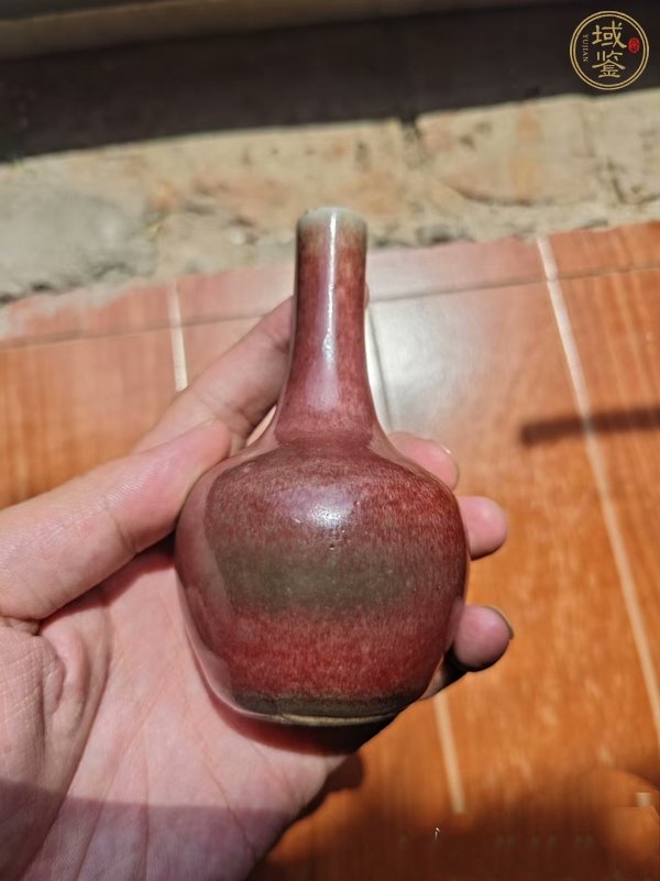 古玩陶瓷豇豆紅釉小天球瓶真品鑒賞圖