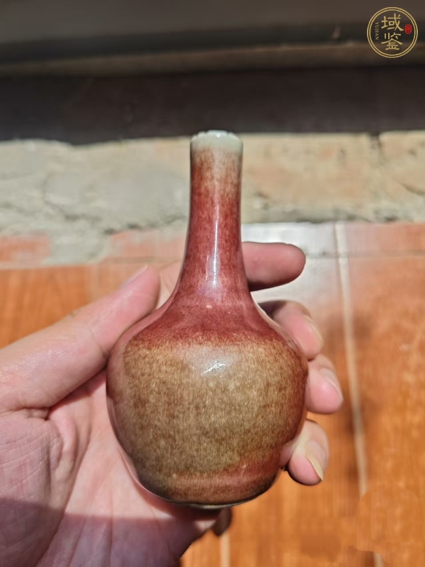 古玩陶瓷豇豆紅釉小天球瓶真品鑒賞圖