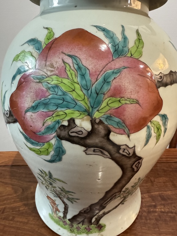 古玩陶瓷粉彩福壽紋將軍罐拍賣,當(dāng)前價(jià)格3888元