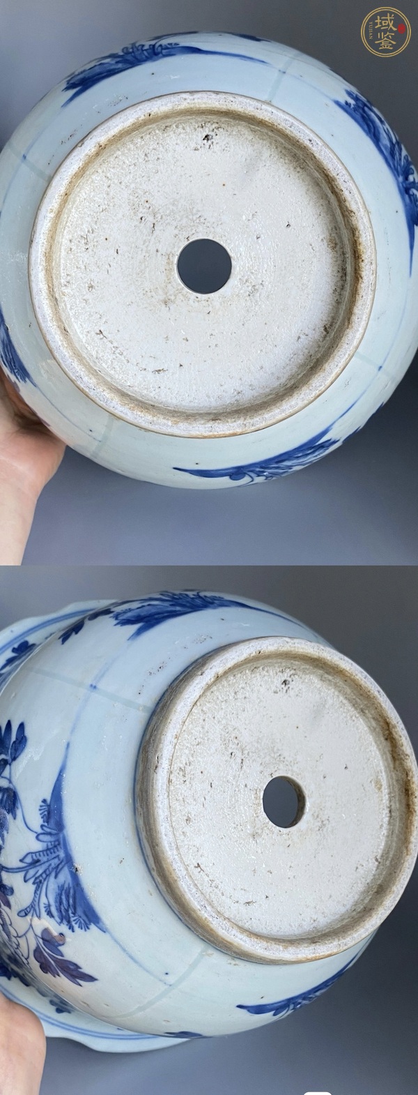 古玩陶瓷花卉紋青花花盆真品鑒賞圖