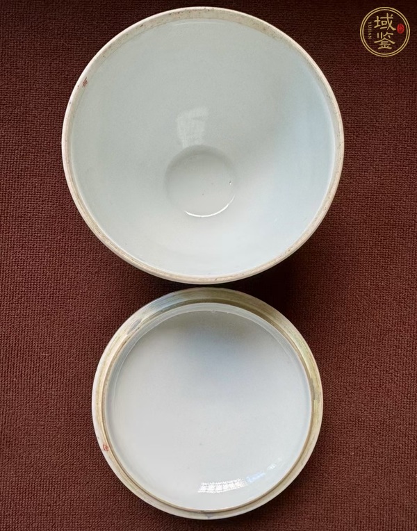 古玩陶瓷道光粉彩無雙譜雞心蓋盅真品鑒賞圖