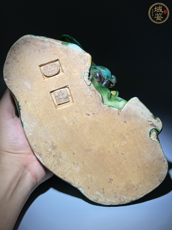 古玩陶瓷虎皮綠釉瓷像狗真品鑒賞圖