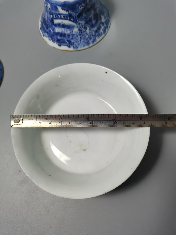 古玩陶瓷【精品】民國青花江西十景三才蓋杯拍賣，當前價格500元
