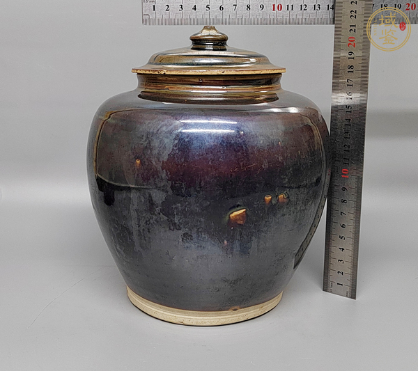 古玩陶瓷窯變黑釉蓋罐真品鑒賞圖