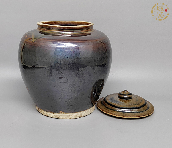 古玩陶瓷窯變黑釉蓋罐真品鑒賞圖