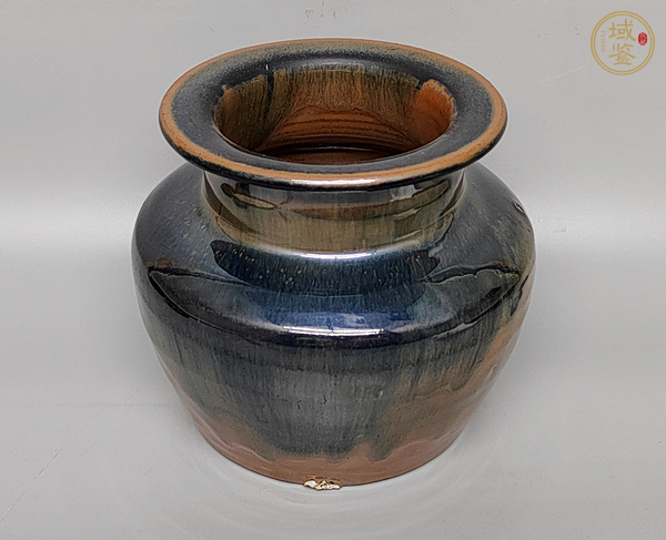 古玩陶瓷窯變黑釉高領(lǐng)罐真品鑒賞圖