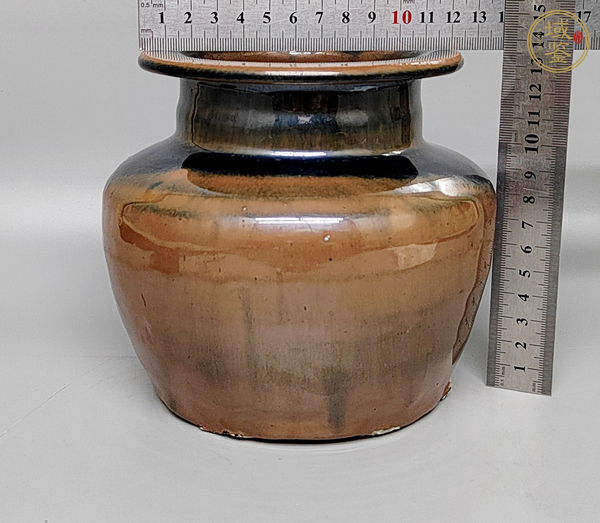 古玩陶瓷窯變黑釉高領(lǐng)罐真品鑒賞圖
