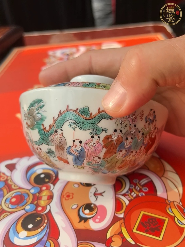 古玩陶瓷百子鬧春蓋碗真品鑒賞圖