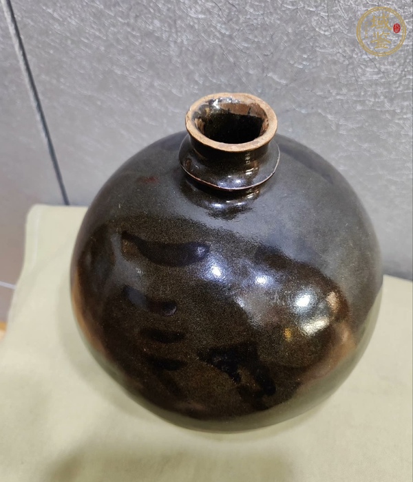 古玩陶瓷茶葉末釉褐彩嘟嚕瓶真品鑒賞圖