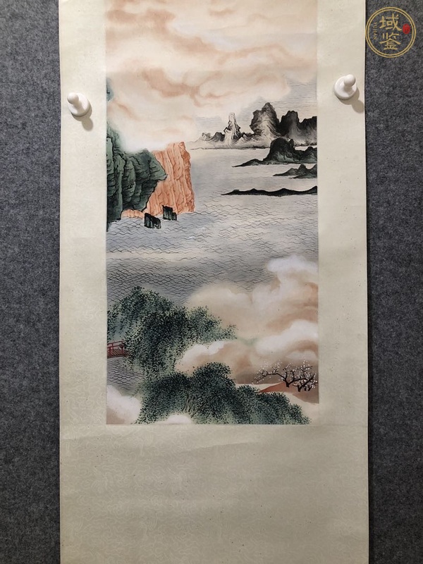 古玩字畫云霞照海曙真品鑒賞圖