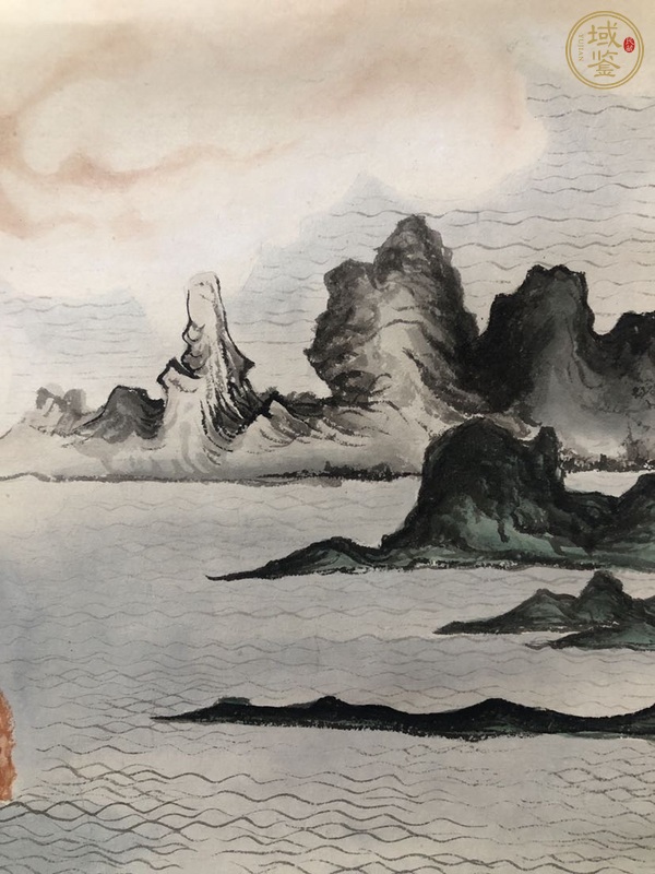 古玩字畫云霞照海曙真品鑒賞圖