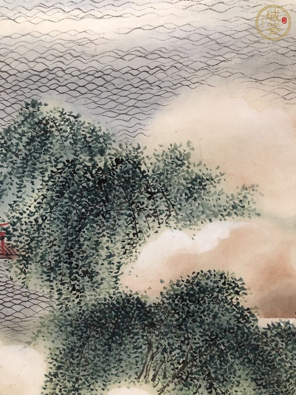 古玩字畫云霞照海曙真品鑒賞圖